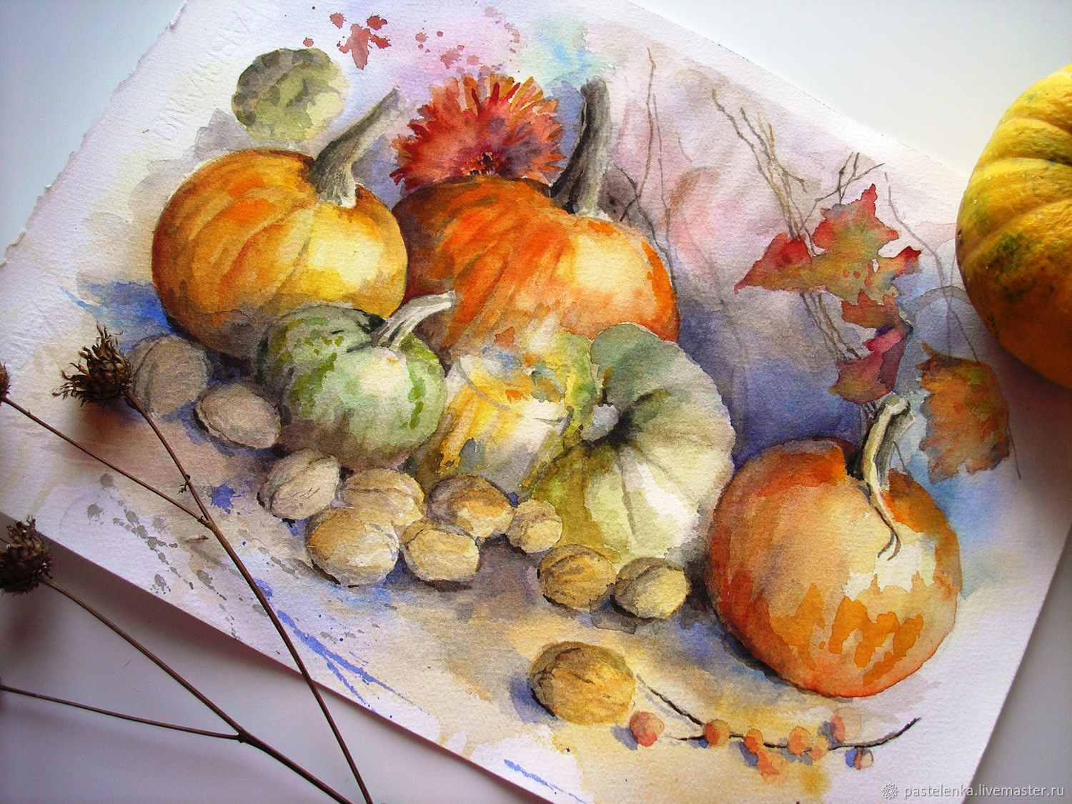 Осенний натюрморт живопись акварелью