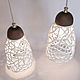 Lamp `champagne Foam` with two lamps. Woven ceramics Elena Zaichenko