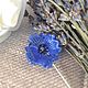 Brooch pin blue poppy Brooch blue Brooch blue flower lampwork
