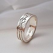 Свадебный салон handmade. Livemaster - original item Ring with ornament 925 silver (Ob33). Handmade.