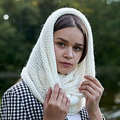 Аксессуары handmade. Livemaster - original item Snudy: Snood scarf knitted in 2 turns milky white snood. Handmade.