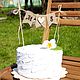 Rustic wedding Cake Topper, Personalized Cake bunting, Burlap Banner, Cake Decoration, St. Petersburg,  Фото №1