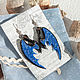 Pendientes: alas de dragón mar Profundo-obra del autor, Earrings, Vsevolozhsk,  Фото №1
