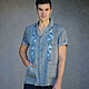Embroidered shirt 'blue Gray', stylish embroidery, Mens shirts, Vinnitsa,  Фото №1