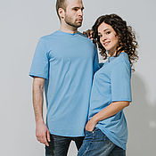 Мужская одежда handmade. Livemaster - original item Boyfriend Blue T-Shirt. Handmade.