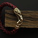 Burgundy Raven bracelet made of genuine leather. Bead bracelet. MintTiger. Online shopping on My Livemaster.  Фото №2