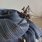 Клетчатый шарф из твида мужской женский серый