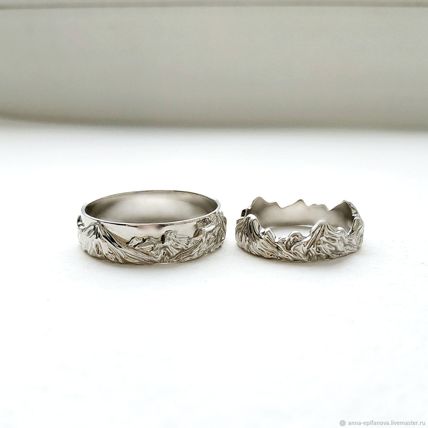 Paired Wedding Rings Mountains, silver, Rhodium (Ob11), Engagement rings, Chelyabinsk,  Фото №1