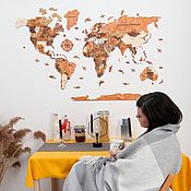 Деревянная карта мира на стену (Настенный декор)