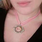Украшения handmade. Livemaster - original item Morning rose pendant with rose quartz. Handmade.