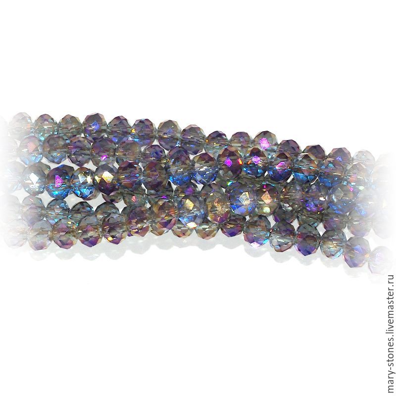 Стеклянные граненые бусины 3х3.5мм, цвет - серый хамелеон в интернет ...