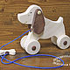 Dog-gurney with a bone. For the little ones. Rolling Toys. Wooden toys from grandfather Andrew. My Livemaster. Фото №5
