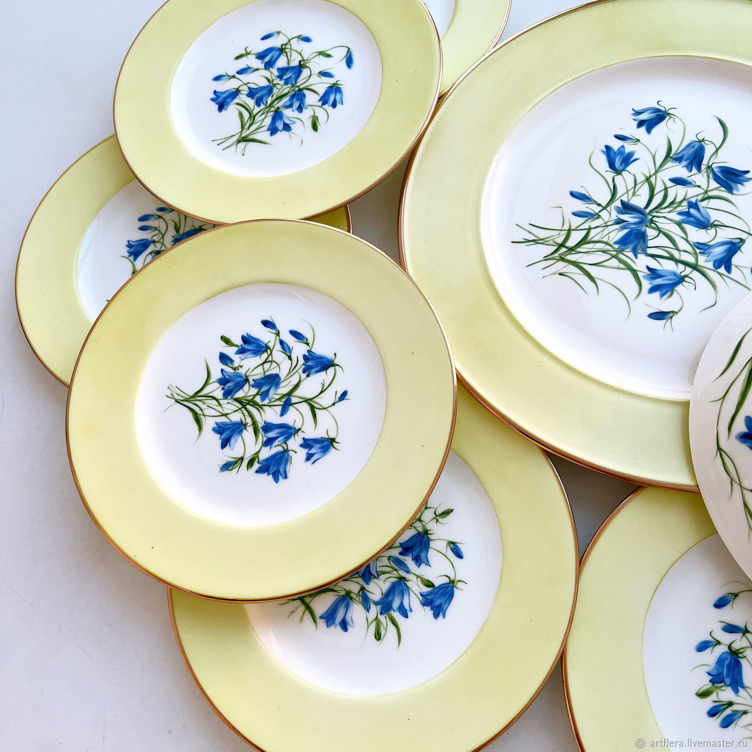 Десертный сервиз : Блинница Колокольчики , 6 десертных тарелок в ...