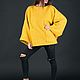 Желтое, зимнее пончо из шерсти -PN0424WB. Пальто. EUG FASHION. Интернет-магазин Ярмарка Мастеров.  Фото №2