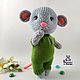 Игрушка мышка связанная из плюшевой пряжи мышь игрушка символ года, Мягкие игрушки, Волоколамск,  Фото №1
