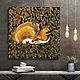 The painting on wood 75x75sm "Sleeping Fox", Pictures, Moscow,  Фото №1