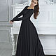 Чёрное платье в пол с запАхом и супердлинными рукавами. Платья. Dudu-dress. Интернет-магазин Ярмарка Мастеров.  Фото №2