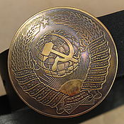 Аксессуары handmade. Livemaster - original item Men`s leather belt with buckle Coat of arms of the USSR. Handmade.
