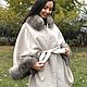 Beige poncho cashmere coat with Arctic fox fur under sable, Coats, Moscow,  Фото №1