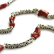 Украшения handmade. Livemaster - original item Byzantine chain with red coral Sardinia (silver). Handmade.