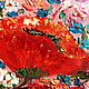 Картина Маки в вазе ручная работа  масло холст на подрамнике 35х50см Многоцветье Яркие сочные краски Солнечный красивый фон объемные мазки мастихином подарок на любой праздник украшение интерьера