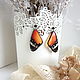 Transparent Earrings Butterfly Wings Orange and Black. Earrings. WonderLand. My Livemaster. Фото №5