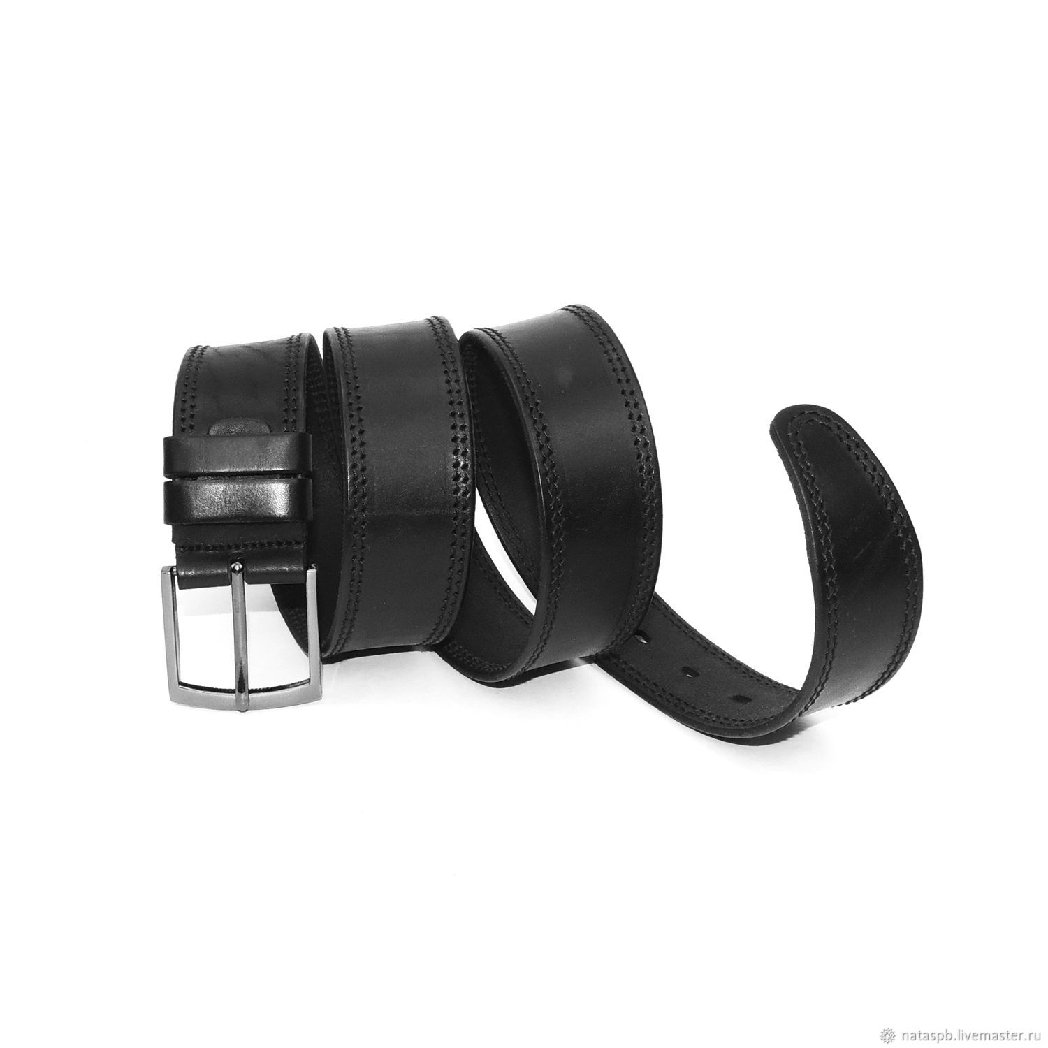  Men's leather belt black 40 mm RM-401, Straps, St. Petersburg,  Фото №1