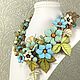 Waltz Sunny Turquoise. Necklace, flowers. Natural stones, leather. Necklace. ms. Decorator. Online shopping on My Livemaster.  Фото №2