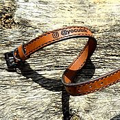 Зоотовары handmade. Livemaster - original item Leather collar engraved with the number №4. Handmade.