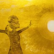 Картины и панно handmade. Livemaster - original item Large-size painting in golden rays silhouette 
