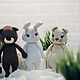 Juguetes de punto-gato, oso y liebre, Stuffed Toys, Tambov,  Фото №1