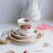 Посуда handmade. Livemaster - original item Vintage porcelain floral coffee troika Elizabethan England. Handmade.