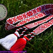 Русский стиль handmade. Livemaster - original item The Alatyr belt is white and red. Handmade.