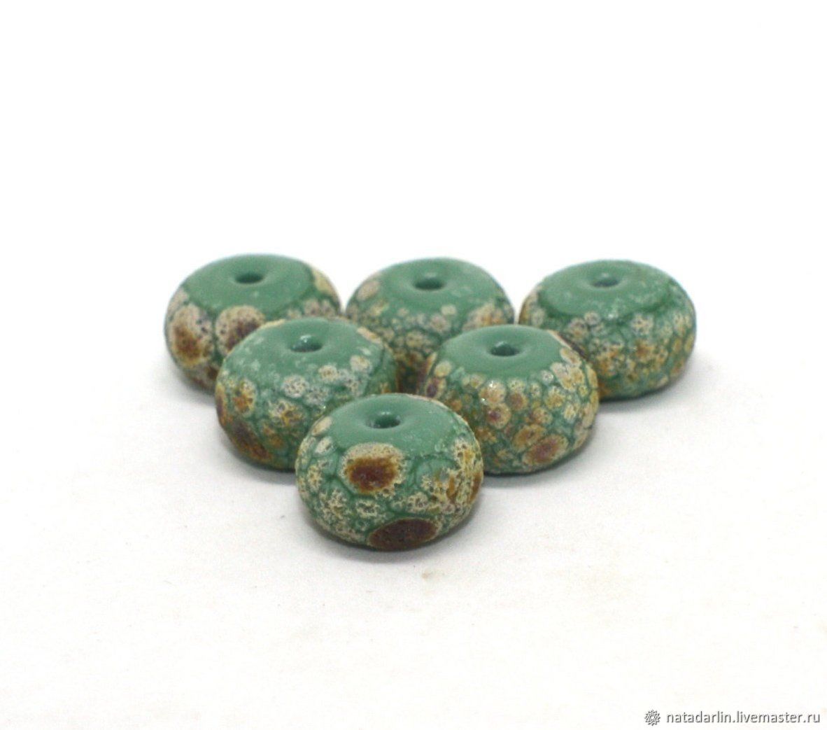 Набор 6 матовых бусин 12 мм, lampwork ручной работы в интернет-магазине ...