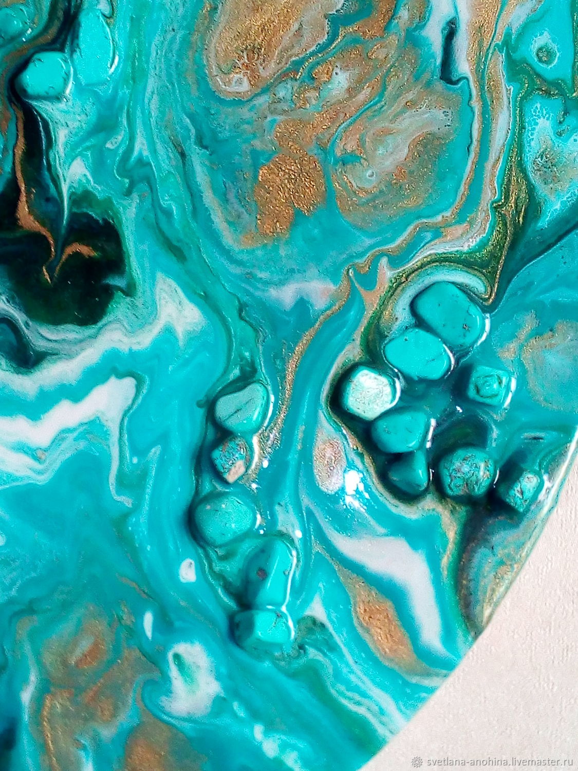 Картина эпоксидной смолой Бирюза в интернет-магазине Ярмарка Мастеров ...