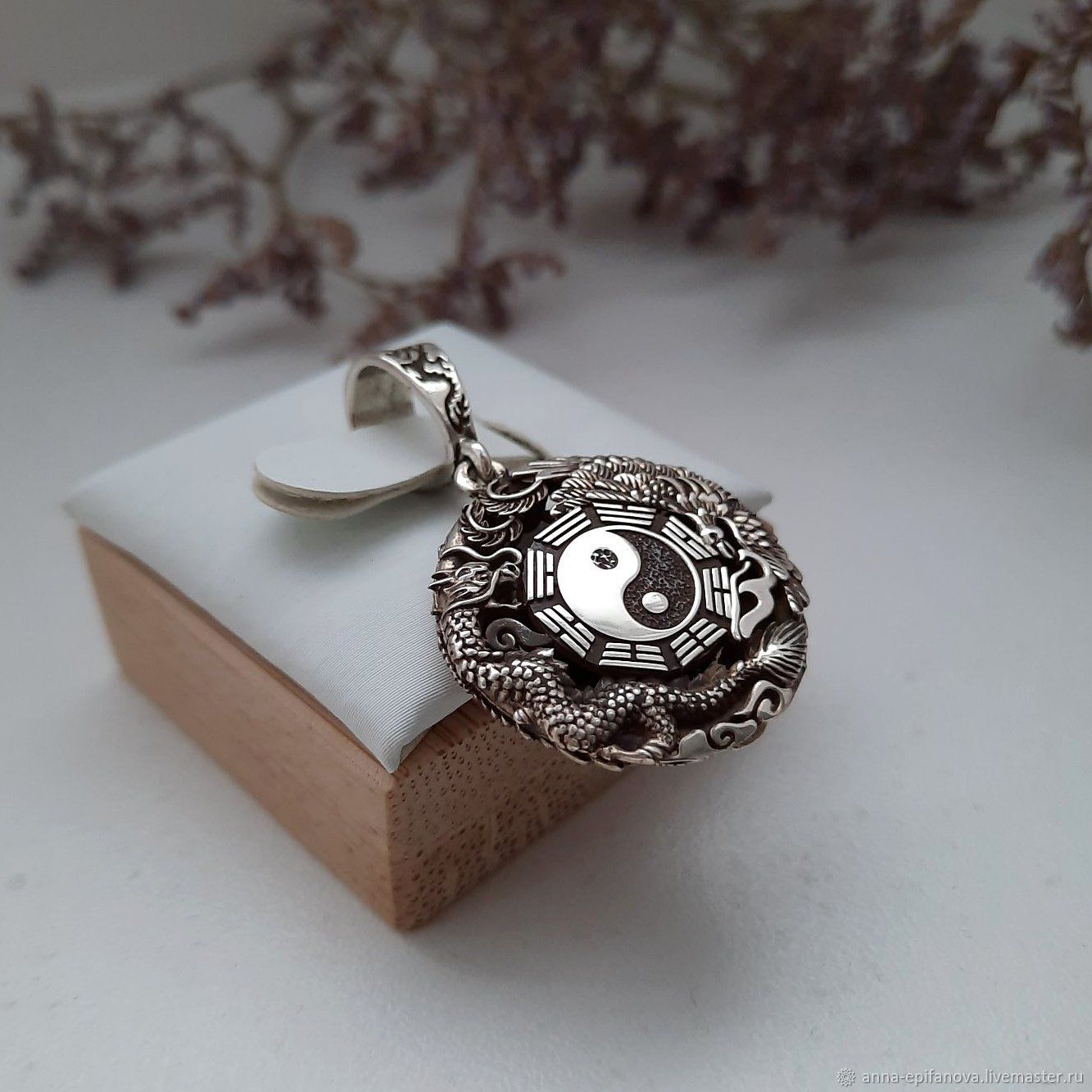 Кулон двухсторонний Инь Янь, птица Феникс и Дракон серебро 925 (П31) в ...