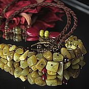 Украшения handmade. Livemaster - original item A necklace for a forest fairy .An elongated necklace of jade and corundum on a cord. Handmade.