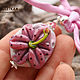 Delicate lily - Pendant pink flower lampwork flamework glass bead, Pendants, Moscow,  Фото №1