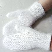 Аксессуары handmade. Livemaster - original item White women`s mittens made of mink down. Handmade.