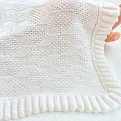 Работы для детей, handmade. Livemaster - original item White knitted children`s plaid. 100% merino. Handmade.