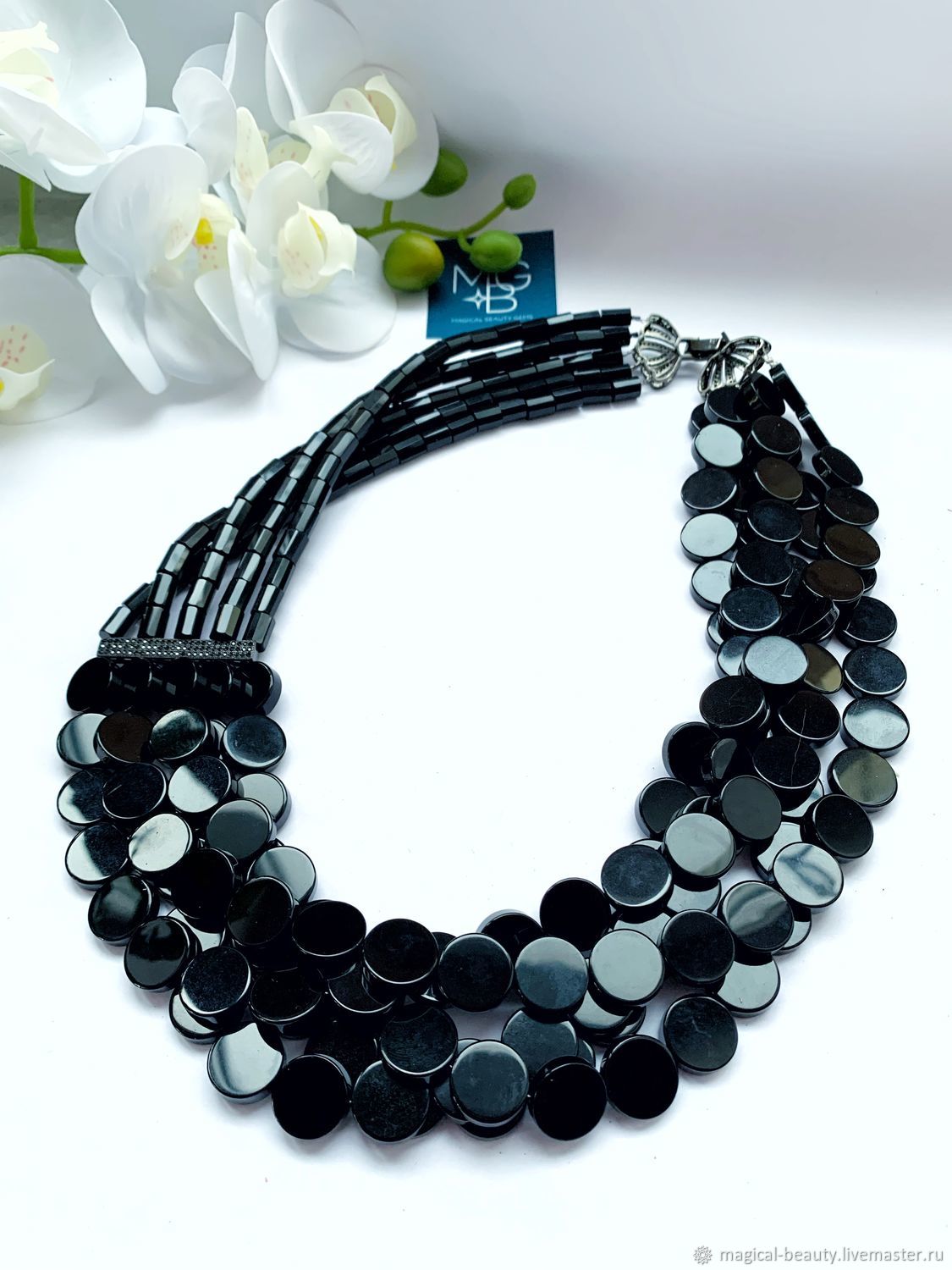 Necklace with black onyx and black agate, Necklace, Moscow,  Фото №1