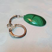 Сумки и аксессуары handmade. Livemaster - original item Keychain with natural large malachite (oval). Handmade.