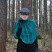 Одежда handmade. Livemaster - original item Dark turquoise poncho. Handmade.