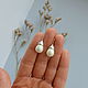 Silver acorn earrings with mother of pearl, Earrings, St. Petersburg,  Фото №1