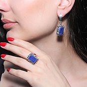 Украшения handmade. Livemaster - original item Levanzo jewelry set with lapis lazuli made of 925 HC0024 silver. Handmade.