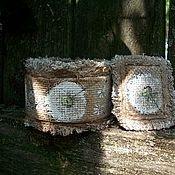Сумка-шоппер: Льняная сумка с ручной росписью Ромашки -колокольчики