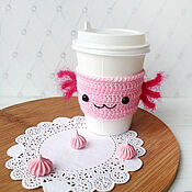Сувениры и подарки handmade. Livemaster - original item Holder for a coffee cup. Axolotl/A cat, A gift to a friend. Handmade.