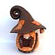 Small chocolate-red brick house made of polymer clay Mini garden, Decoration for flower pots, Salsk,  Фото №1