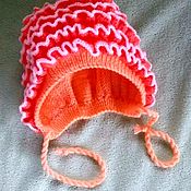 Шапка для новорождёного Персик, , Советск,  Фото №1