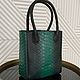 Женская зеленая сумка из кожи питона. Классическая сумка. Miss Python. Ярмарка Мастеров.  Фото №5